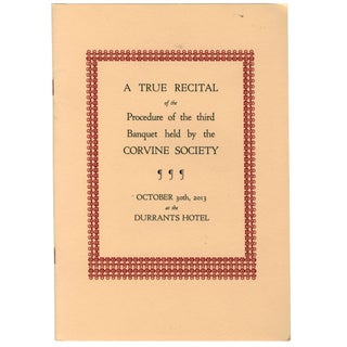 Item #8102 A True Recital of the Procedure of the third Banquet held by the Corvine Society