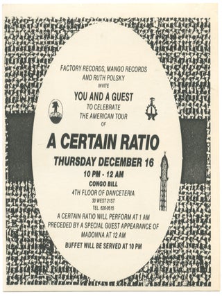 Item #8141 Handbill for Madonna&rsquo;s first performance. Madonna