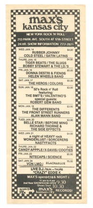 Item #8145 Max’s Kansas City handbill, January 14 - 24, 1980