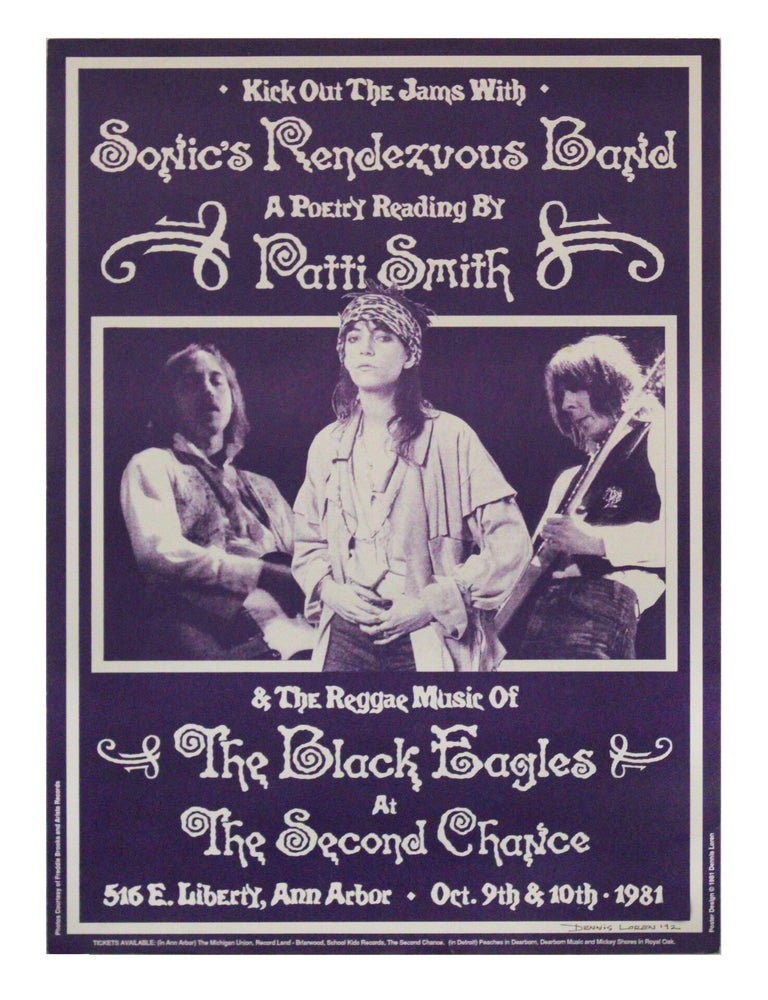 Item #8149 Patti Smith reading with Sonic&rsquo;s Rendezvous Band. Patti Smith, Dennis Loren.
