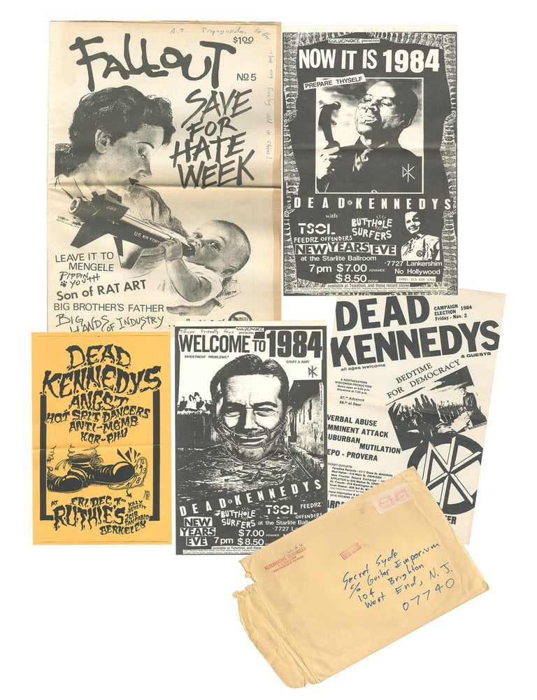 Item #8160 Fallout no. 5, with Jello Biafra association [and with] Dead Kennedys flyers. Jayed Scotti Jello Biafra, Winston Smith.
