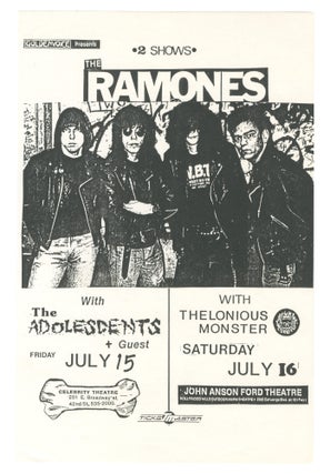 Item #8167 Two Shows, The Ramones: with The Adolescents on July 15, and Thelonious Monster July 16