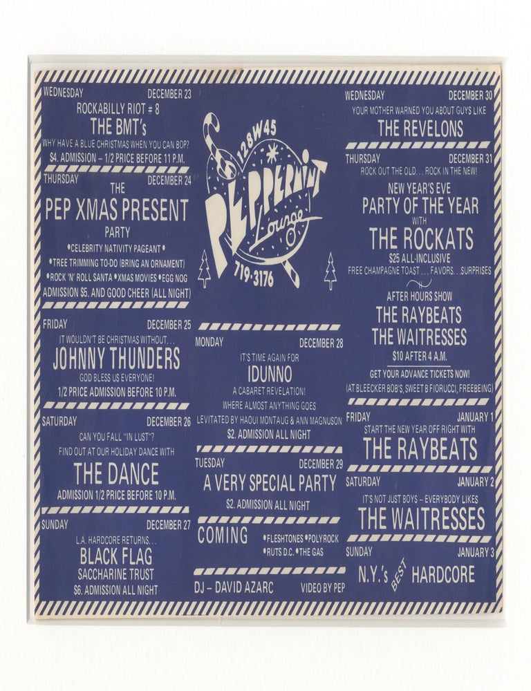 Item #8171 Johnny Thunders, Black Flag, et al, at Peppermint Lounge [December 1981 calendar handbill]