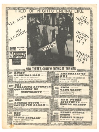 Flyer for July-August shows at The Mab, 1984