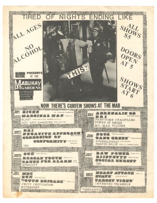 Item #8176 Flyer for July-August shows at The Mab, 1984