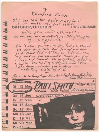 Patti Smith at Rote Fabrik, Oct 12, 1976 [Smith&rsquo;s first Swiss concert, interrupted by a...