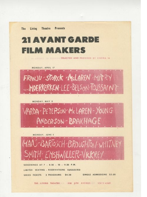 Item #ANT205 21 Avant Garde Film Makers. Living Theatre.