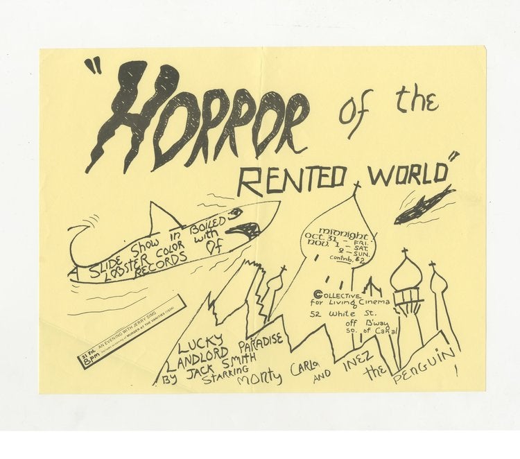 Item #ANT206 Horror of the Rented World at the Collective for Living Cinema. Jack Smith.