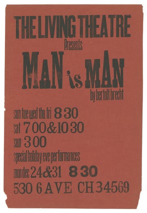 Item #POS107 Man is Man Bertolt Brecht. Living Theatre