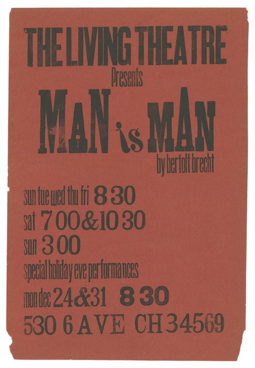 Item #POS107 Man is Man Bertolt Brecht. Living Theatre.